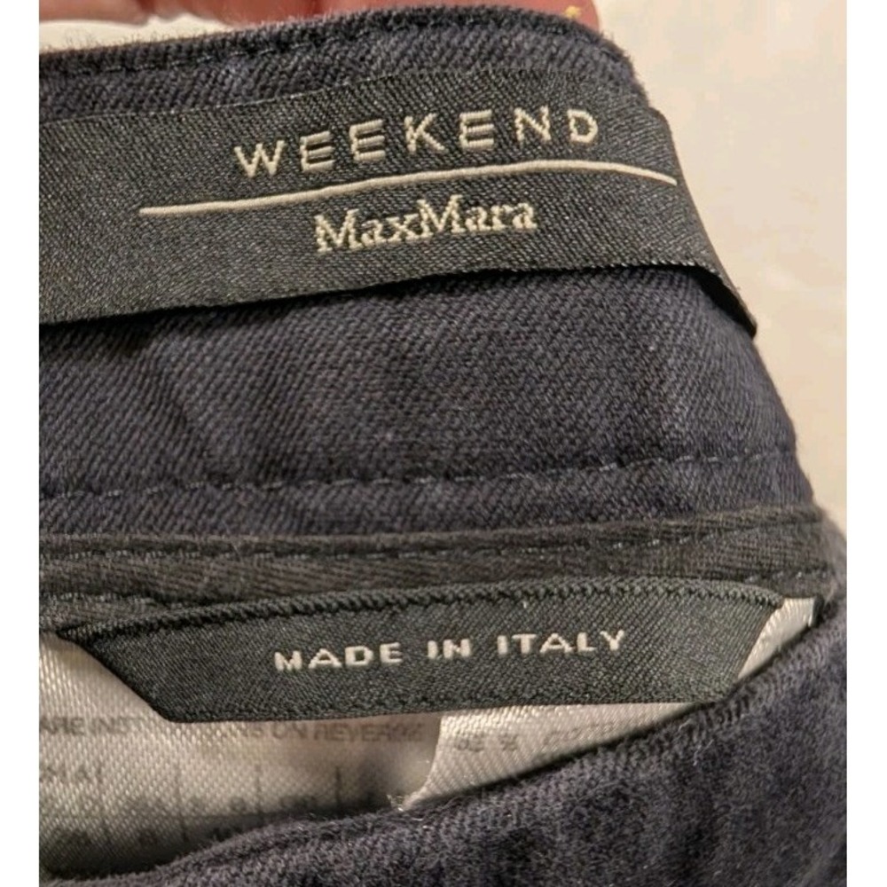 Weekend MaxMara Twill Knit Wide Leg Trousers Women Size 8 Flat Front Black - Picture 5 of 11